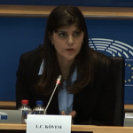 Лаура Кьовеши на изслушването си в ЕП, 26.02.2019. Скрийншот