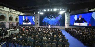 Владимир Путин по време на годишното си обръщение към парламента. Снимка: kremlin.ru