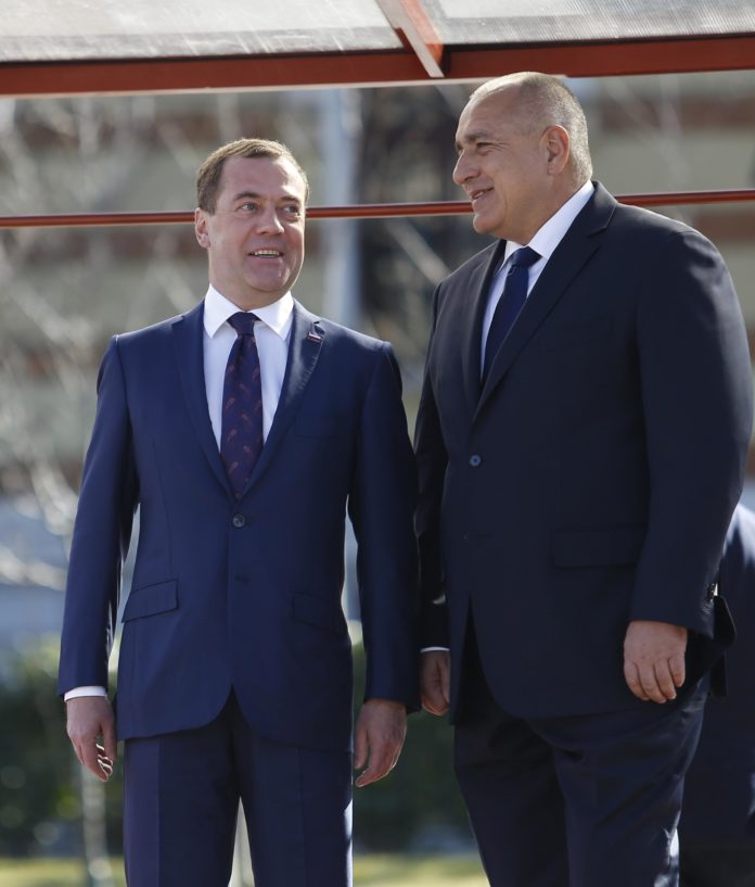 Дмитрий Медведев и Бойко Борисов по време на посещението на руския премиер в София. Снимка: пресцентър МС