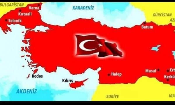 Карта на Турция с територии на България