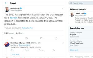 Публикацията на Доналд Туск в Twitter