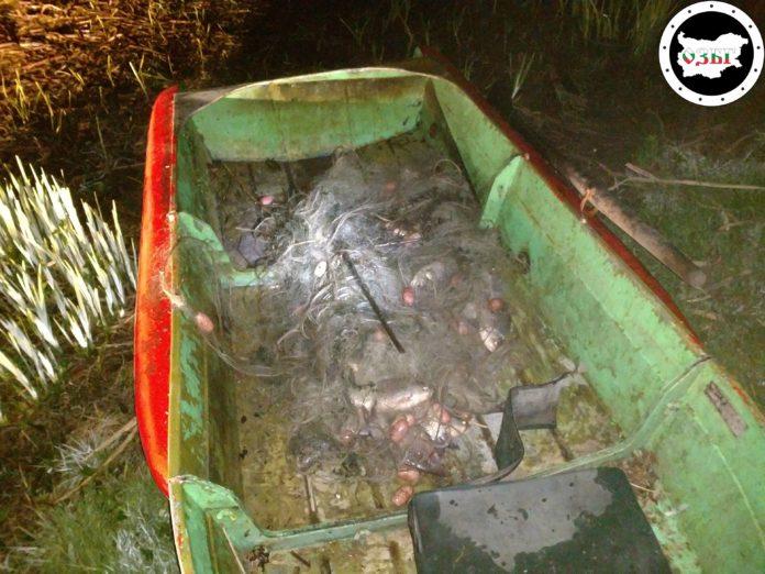 Лодката с мрежите и рибите