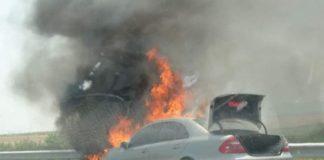 Мерцедес пламна на магистрала Тракия