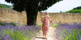 Билки, жена сред лавандулата