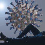 Мъж, молекулата на коронавируса.