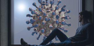 Мъж, молекулата на коронавируса.