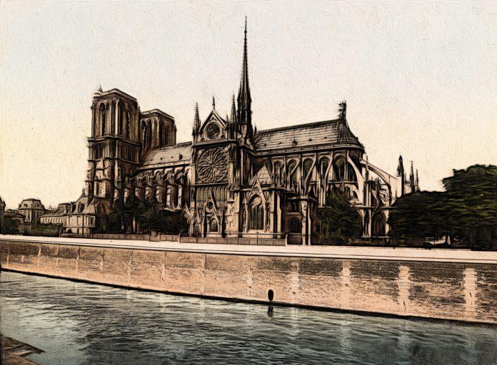 Картина на катедралата Нотр Дам в Париж.