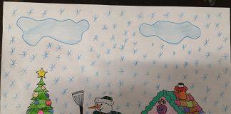 Коледна рисунка в БДЖ. Снимка: Слави Михайлов, Фейсбук.