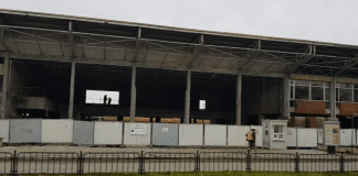 Ремонтни дейности, ЖП гара Стара Загора. Снимка: Скрийншот от видео на Искра Михайлова, Фейсбук.