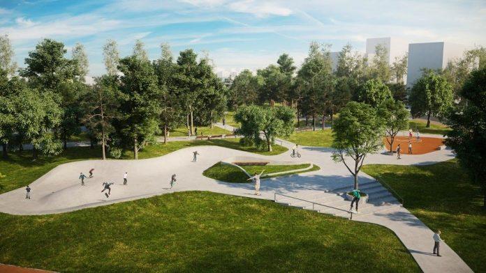 Скица на продължението на новия парк в кв. "Казански". Снимка: Община Стара Загора, Фейсбук.