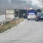 Тир се обърна на пътя Стара Загора - Казанлък