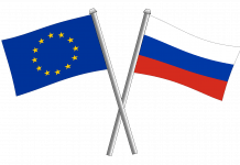 Флаговете на ЕС и Русия