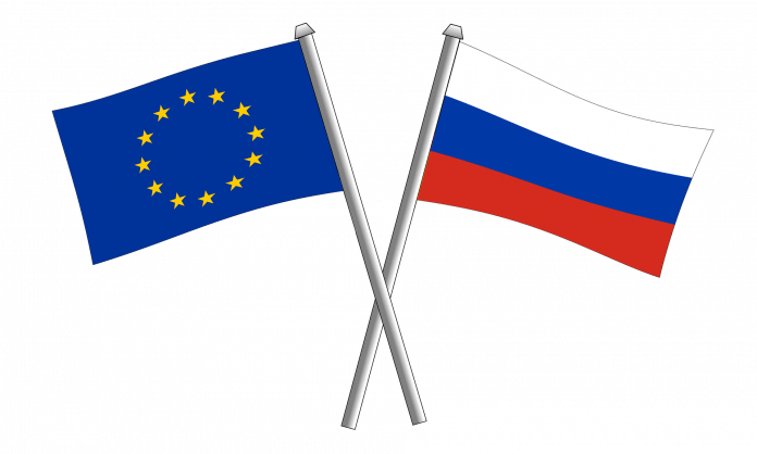 Флаговете на ЕС и Русия