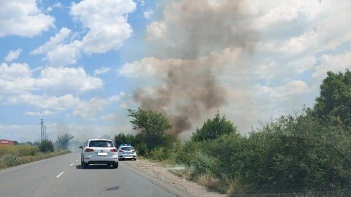 Пожар на Околовръстния път край Стара Загора