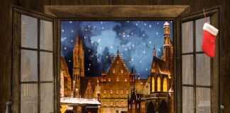 Коледен базар, картина.