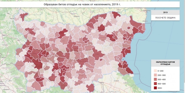 Образуван битов отпадък на човек от населението за 2019 година