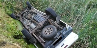 Обърнатият автомобил на БДЗП