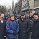 Представители на партия "Domovinski pokret" по време на протеста в Загреб