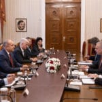 Среща между президентът Румен Радев, министър Никос Нурис и техните екипи