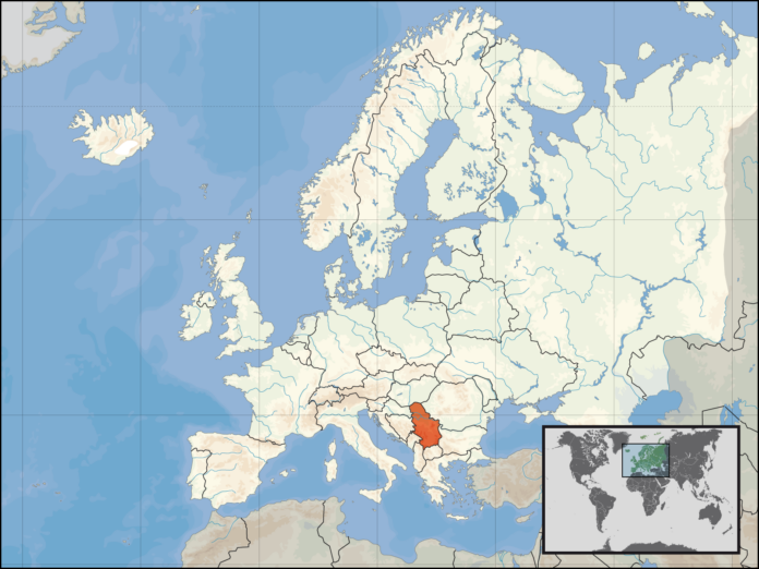 Карта - Сърбия и Косово.