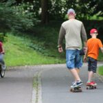 Велосипедист и скейтбордисти