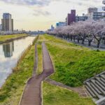 Река в префектура Фукушима, Япония.