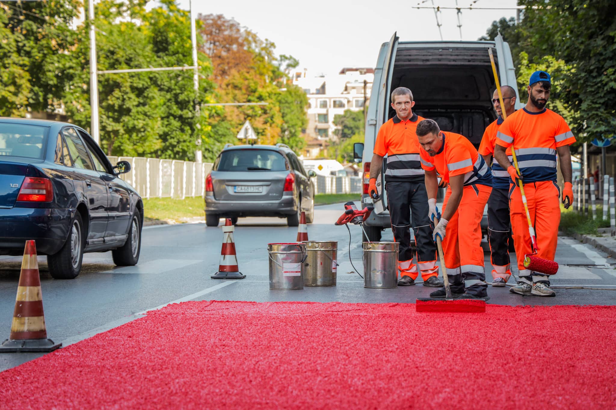 В София полагат релефна маркировка която ще спомага за намаляването
