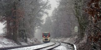 Влак, сняг, зима