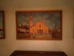 Фиг. 2. Художествена творба с изобразена втората постройка на църквата „Пресвето Сърдце Исусово“ сн. автора.