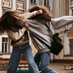 Бой, сбиване, ученички, момичета