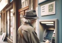 Пенсионер, банкомат