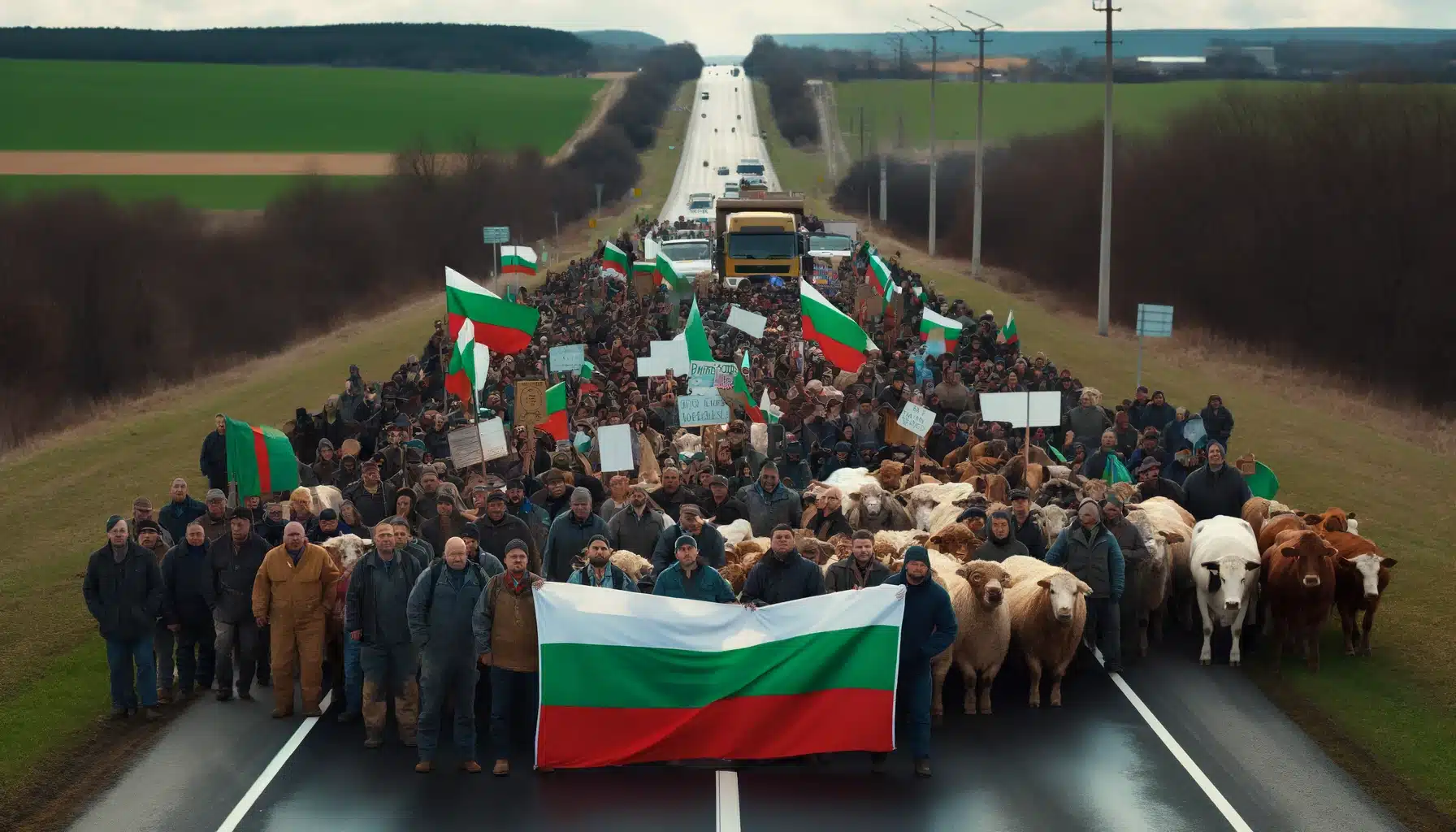 Мащабен протест на животновъдите блокира Подбалканския път София Бургас в