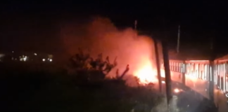 Бърз влак пламна край гарата в Чирпан