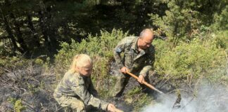 Гасенето на пожара в Рила