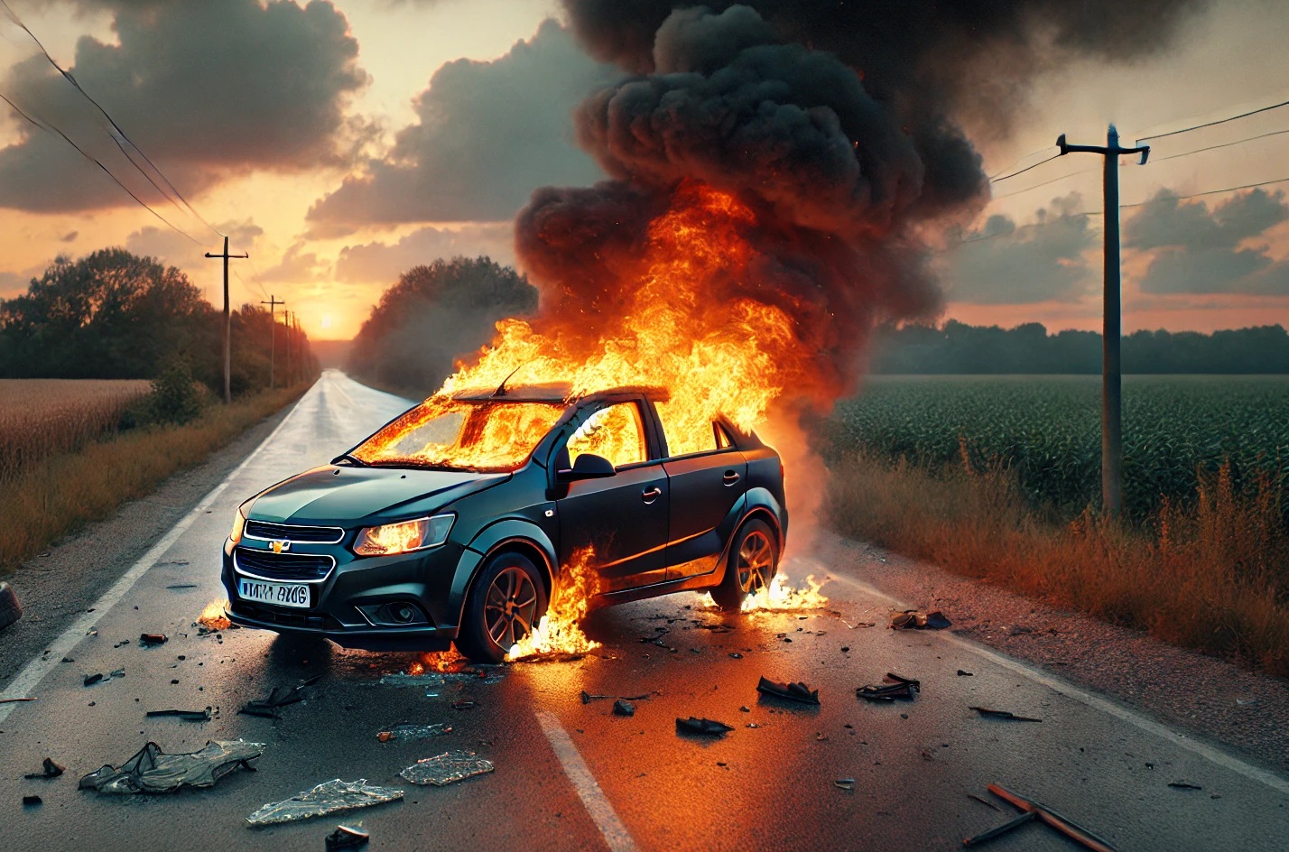 Двама са пострадали при пожар в лек автомобил в