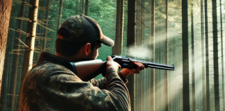 Ловец с пушка в гората