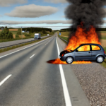 Пострадала жена при горящ автомобил на АМ Струма