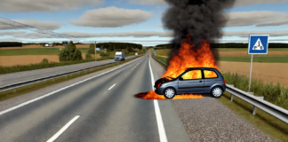 Пострадала жена при горящ автомобил на АМ Струма