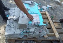 Цигари, отлети в бетонна плоча