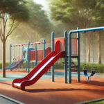 Детска площадка с люлки и пързалки