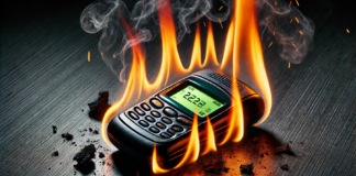 Горящ пейджър, използван при атака