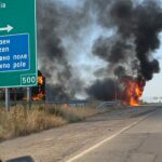 Запалени камиони на АМ "Тракия" на входа на София