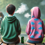 Момиче и момче с вейп и енергийни напитки