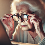 Възрастна жена пред лаптоп