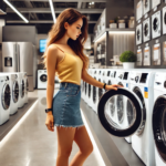 жена купува пералня, стоки