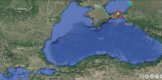 Петролен разлив в Чернов море и месоположение на Керченския проток