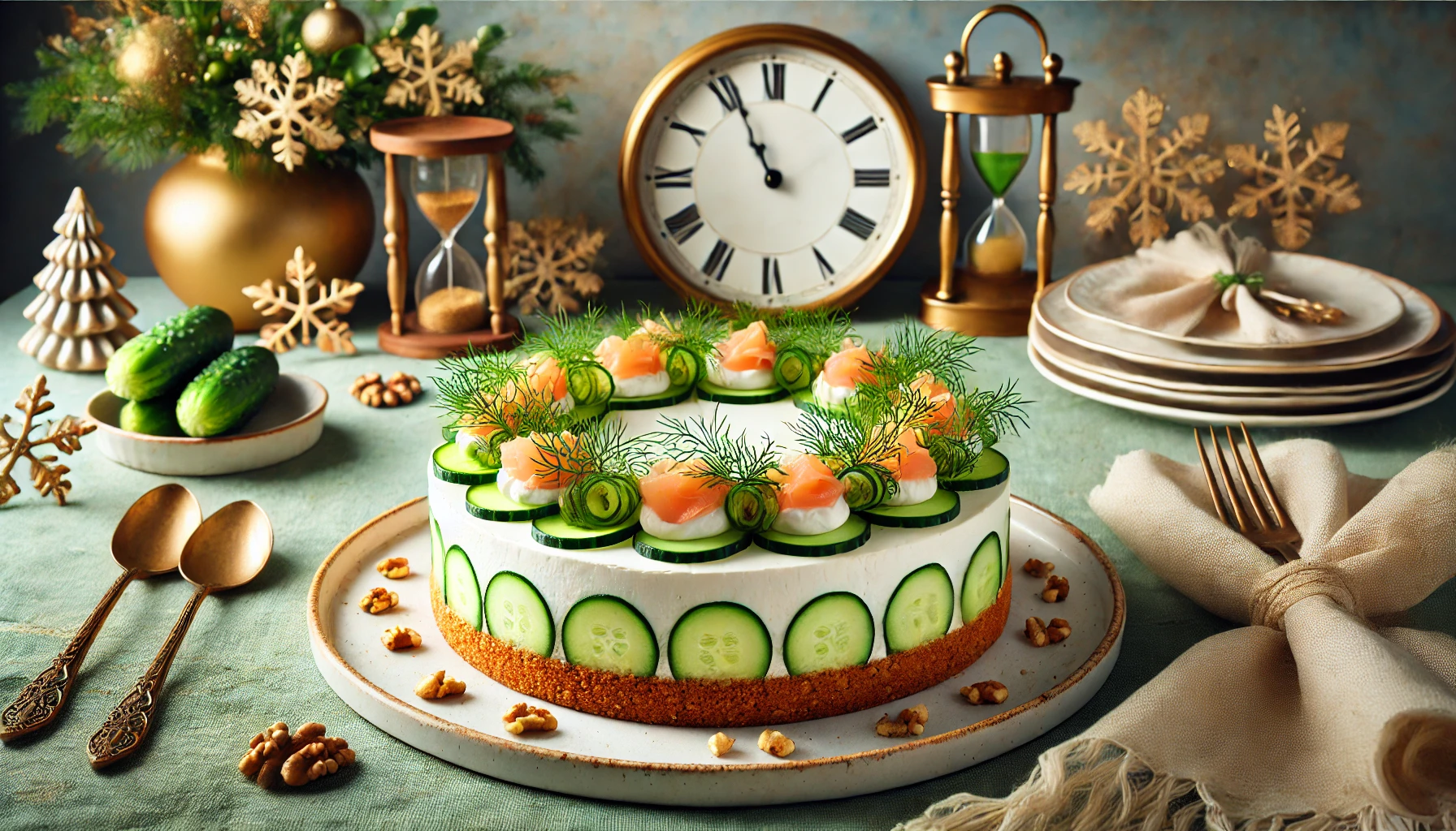 Тази за солен чийзкейк с краставици е свежо и оригинално