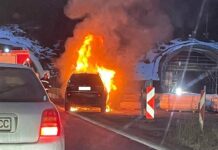 Джип пламна на "Хемус"