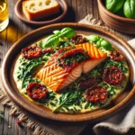 Сьомга с домати и спанак