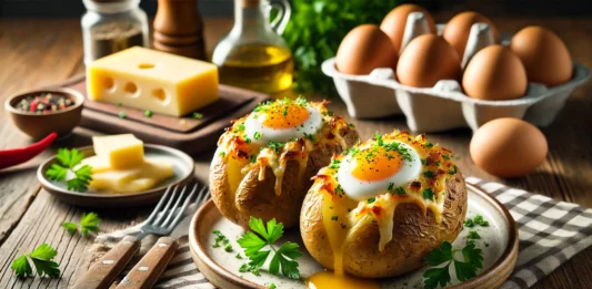 Пълнени картофи със сирене и яйце